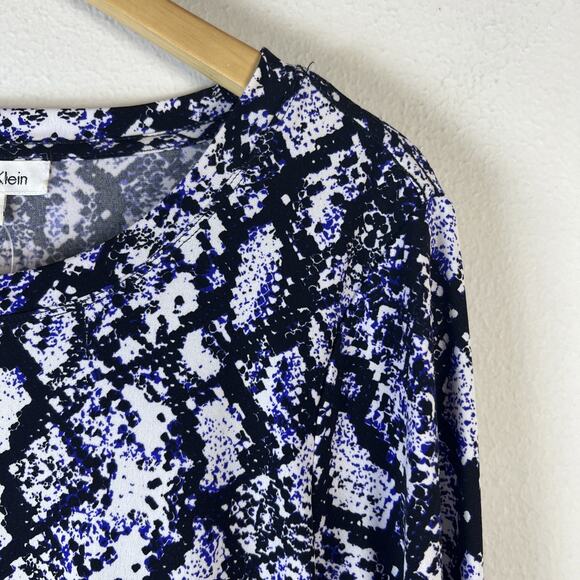 Calvin Klein Snakeskin purple black Stretch Midi Knit Sheath Dress 90's Large - Picture 4 of 10